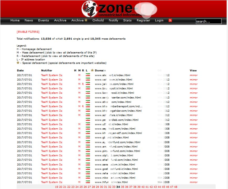 هک شدن بیش از 500 سایت توسط TeaM System Dz
